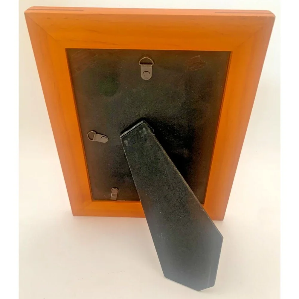 Vintage Mid-Century Modern MCM Wood Picture Frame Burnt Orange/Black Trim 7